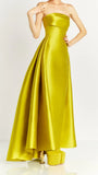 Strapless Lemon Yellow Satin Party Dress, Long Prom Dresses For Women, HZ0307