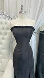 Strapless Mermaid Satin Prom Dresses Long Evening Party Dress With HZ0307