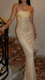 Strapless Pearl Beaded Sheath Prom HZ0307