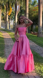 Strapless Pink A-Line Evening Prom HZ0307