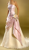 Strapless Pink Ivory Mermaid Party Dress, Vintage Wedding HZ0307