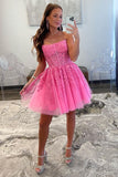 Strapless Purple Applique Mini Homecoming Dress Short Graduation Dresses, HZ0307