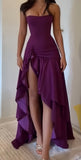 Strapless Purple Long Prom Dresses Ruffle Party Dress Dance Gown With HZ0307