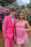 Strapless Tight Homecoming Dress Starry Tassel Celebrity Dress, HZ0307