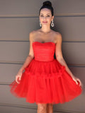 Discount Strapless Tulle Mini Homecoming Dress A-Line Cheap Graduation Dress, HZ0307