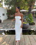 Strapless White Bodycon Split Party Dress Ankle Length Homecoming Dresses, HZ0307