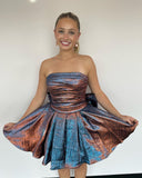 Strapless A-Line Bowknot Homecoming Dresses Sleeveless Mini Graduation Dress, HZ0307