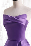 Strapless A-line Purple Long Party HZ0307