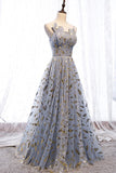 Strapless Blue and Gold Long Party HZ0307