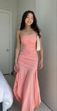 Strapless Blush Pink Chiffon Prom Evening HZ0307