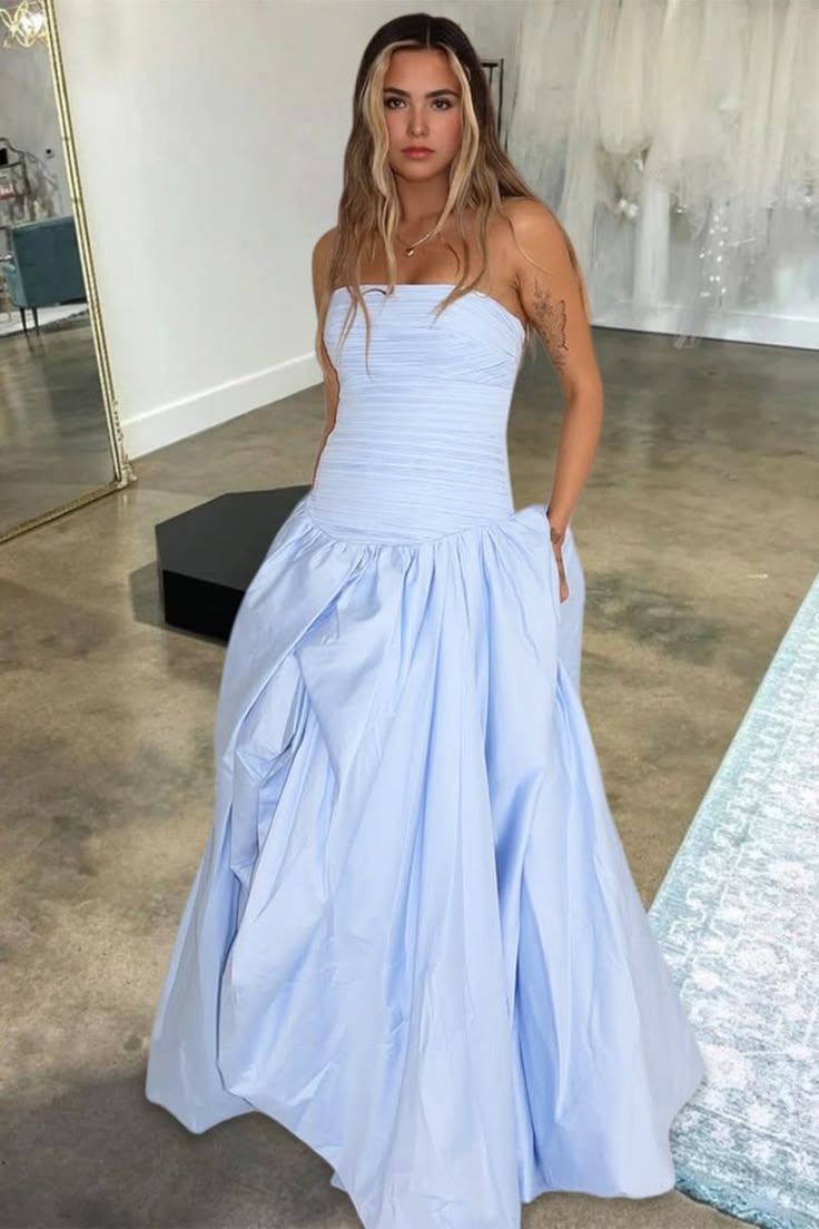 Strapless Pink Prom Dress - A-Line Formal Gown with High HZ0307