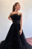 Strapless Pink Tulle Emprie Ruffles A-line HZ0307