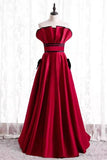 Strapless Red Satin Long Formal Dress with HZ0307
