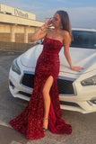 Strapless Sequin Mermaid Long Prom Dress with HZ0307