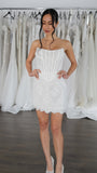 Strapless White Lace Wedding Dresses Short Lace Dress Wedding Reception Dress, HZ0307