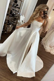 Straps White A-Line Satin Wedding HZ0307