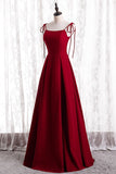 Straps A-line Red Simple Long Party HZ0307