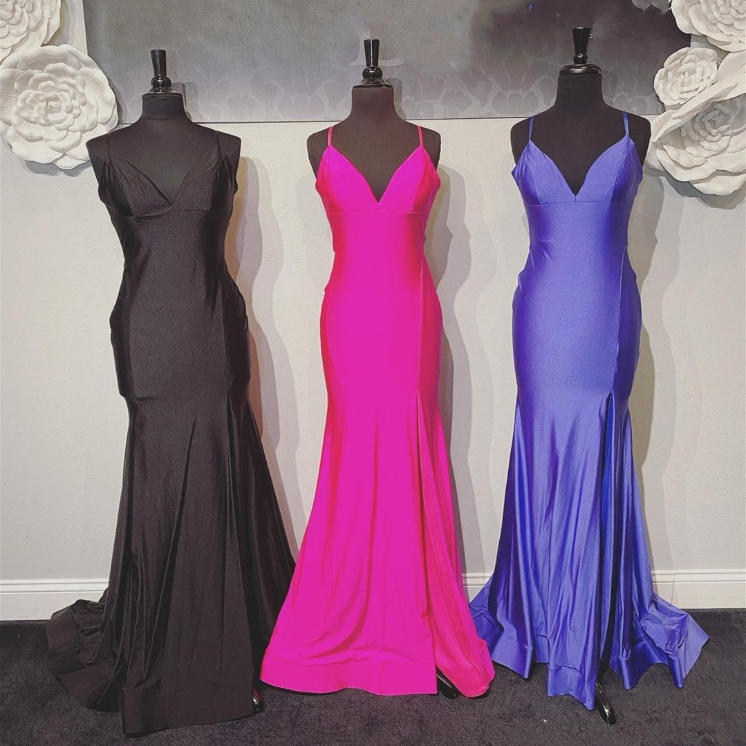 Straps Hot Pink Mermaid Simple Long Prom HZ0307