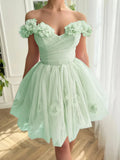 Stunning Lilac Floral Homecoming Dresses Mini School Dance Dress, HZ0307