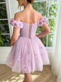 Stunning Lilac Floral Homecoming Dresses Mini School Dance Dress, HZ0307
