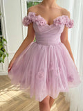 Stunning Lilac Floral Homecoming Dresses Mini School Dance Dress, HZ0307