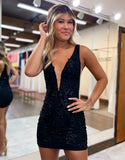 Stunning Tight Appliques V-Neck Homecoming Dresses, HZ0307