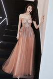 Stunning Champagne Sequins Long Formal HZ0307