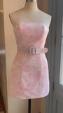 Summer Floral Homecoming Dresses Lace Up Back Short Prom Dress, HZ0307