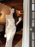 Fast Delivery Summer Holiday Chiffon Floral Party Evening Dress Soft Prom Gown, HZ0307