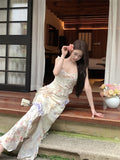 Fast Delivery Summer Holiday Chiffon Floral Party Evening Dress Soft Prom Gown, HZ0307