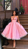 Sweet A-Line Midi Dress, Tea Length Party Dress, School Homecoming Dress, HZ0307
