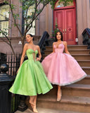 Sweet A-Line Midi Dress, Tea Length Party Dress, School Homecoming Dress, HZ0307