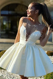 Sweet Ivory Pearl Beaded Homecoming Dresses V-Neck Graduation Dresses, HZ0307