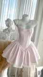 Sweet Light Pink A-line Homecoming Dresses Tie Straps Mini Hoco Party HZ0307