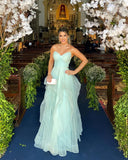 Sweet Mint Green Layers Tulle Long Prom HZ0307