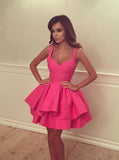 Sweet Pink A-Line Tiered Homecoming Dresses, HZ0307