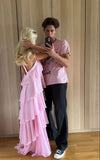 Sweet Pink Chiffon Layers Long Prom HZ0307