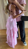 Sweet Pink Chiffon Layers Long Prom HZ0307