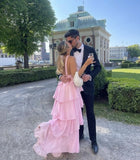 Sweet Pink Chiffon Layers Long Prom HZ0307