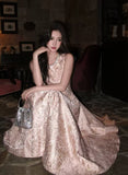Sweet Pink Floral Print Birthday Party Dresses Beaded Senior Prom HZ0307