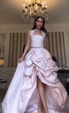 Sweet Pink Two Pieces Prom Dresses Pleated Hi-Lo Evening Party HZ0307