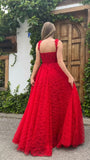 Sweet Red Lace Prom Dress With Side HZ0307