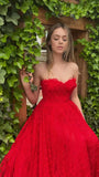 Sweet Red Lace Prom Dress With Side HZ0307