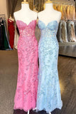 Sweet Hot Pink Lace Mermaid Long Prom HZ0307