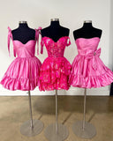 Sweet Pink A-Line Homecoming Dress Tie Up Straps Party Gown, HZ0307