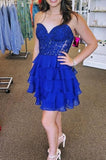 Sweetheart Applique Blue Homecoming Dress, HZ0307