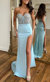 Sweetheart Beaded Bodycon Mermaid Prom Dresses With Side HZ0307