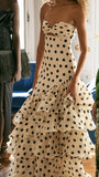 Free Shipping Available White Black Polka Dots Prom Dress - Sweetheart Ruffle Chiffon Sheath HZ0307