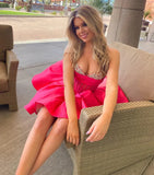 Sweetheart Hot Pink Beaded Homecoming Dresses, HZ0307