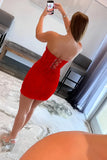 Sweetheart Lace Beaded Homecoming Dresses Tight Bodycon Graduation Dress, HZ0307
